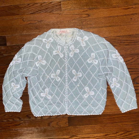 jojo imports Sweaters - JOJO imports seed bead 60s Cardigan wool Sweater